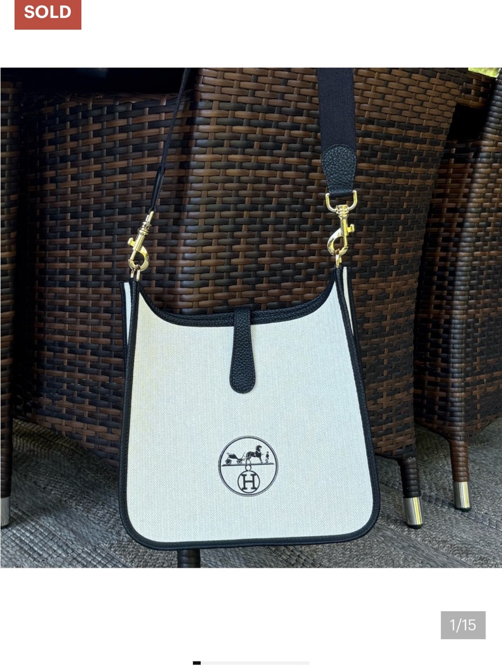 *Upcycled* LARGE - HERMES HERITAGE ECO CROSSBODY in black